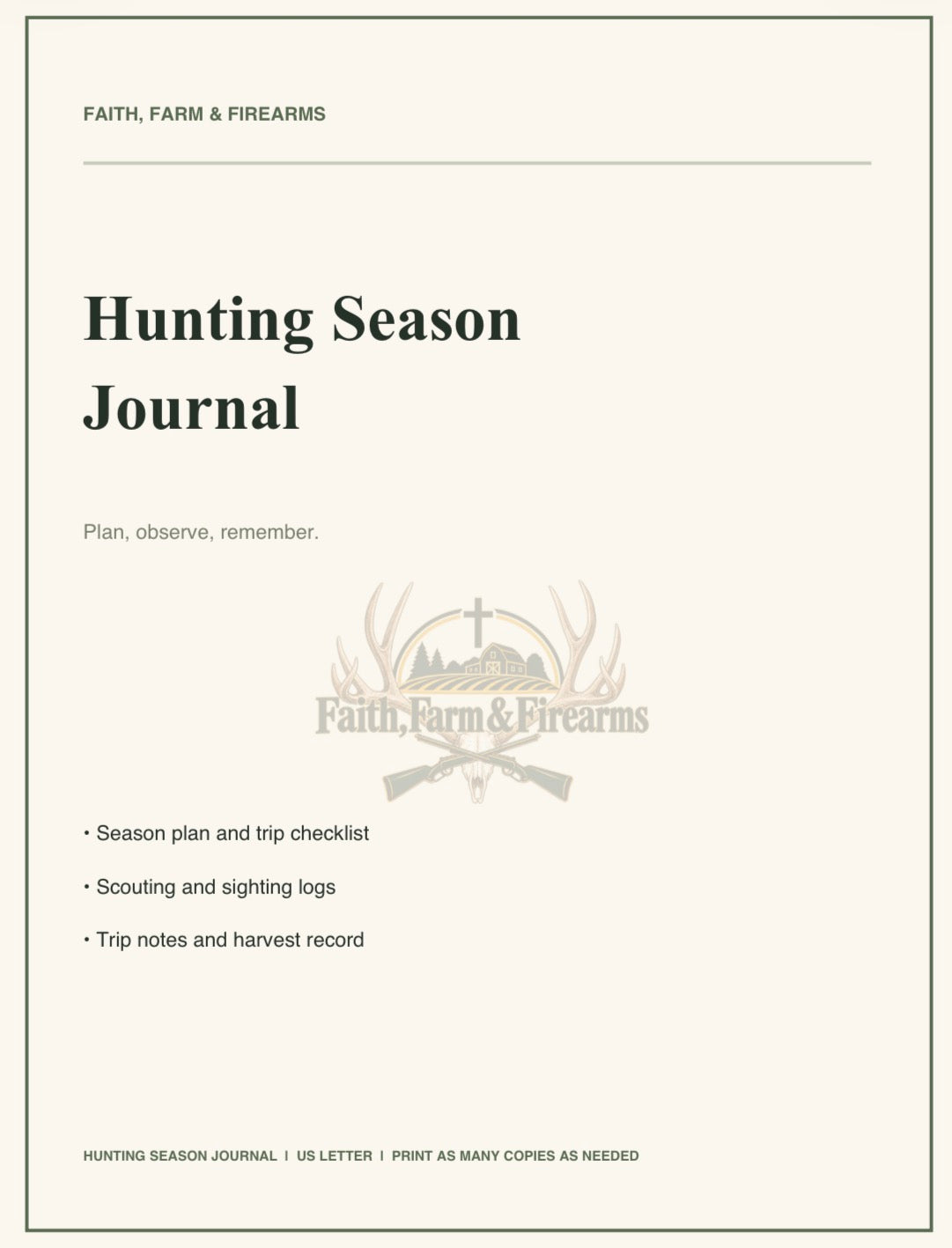 Hunting Season Journal