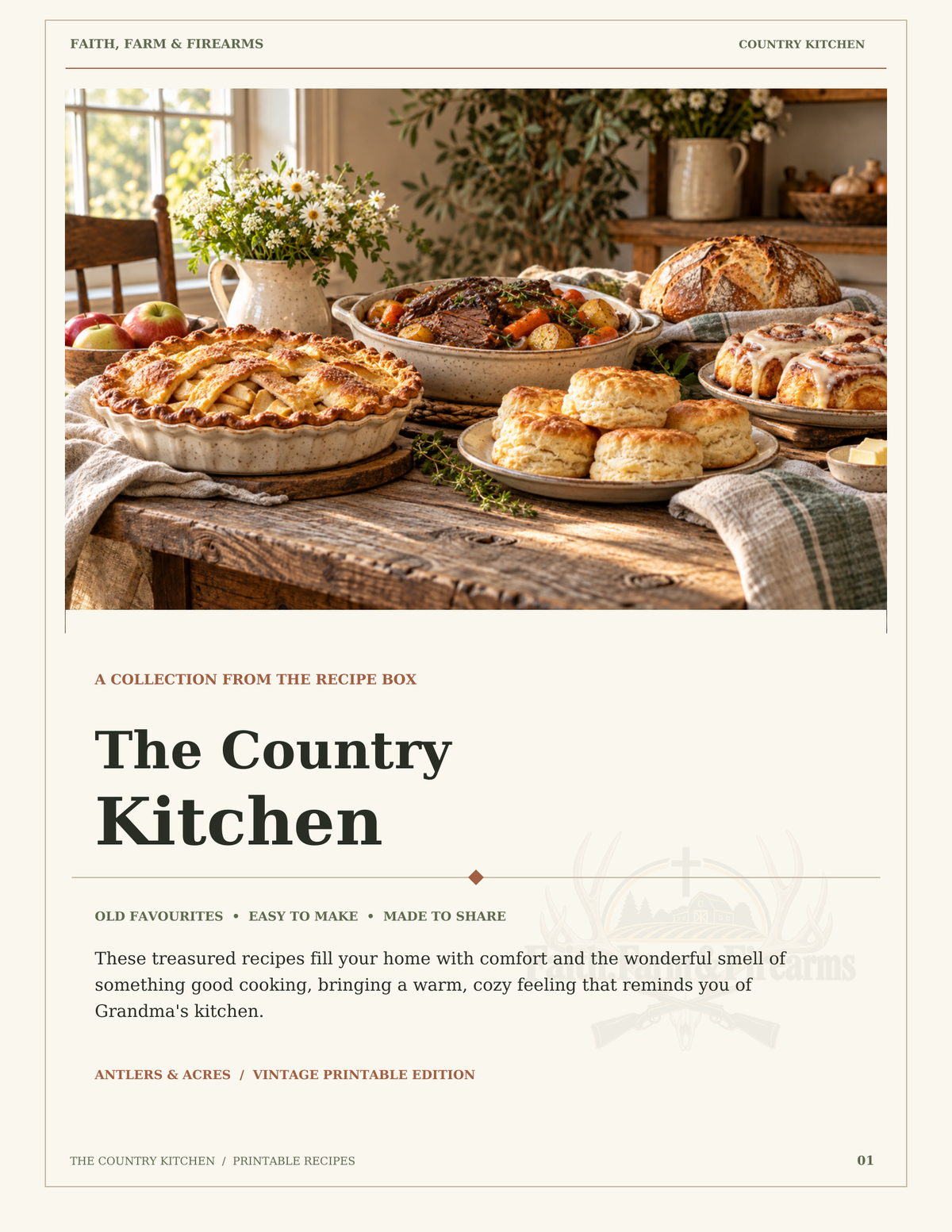 The Country Kitchen Recipe Book updated cover with farmhouse dishes