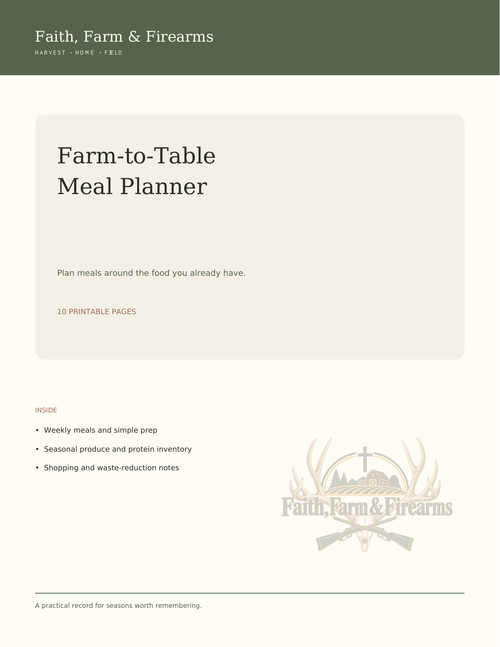Faith, Farm & Firearms Farm-to-Table Meal Planner cover
