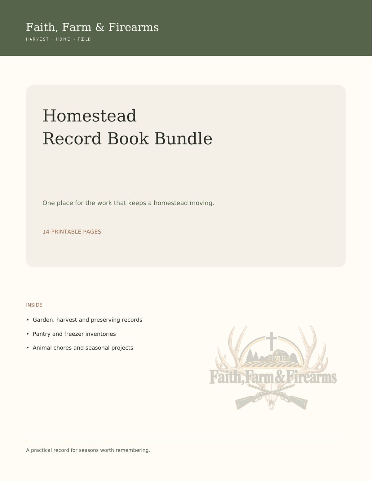 Faith, Farm & Firearms Homestead Record Book Bundle cover